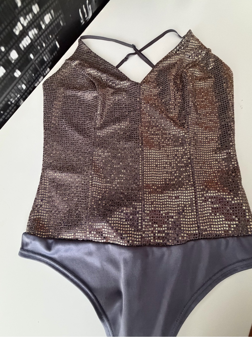 Guess Metallic Brown Sequin One-Piece Swimsuit